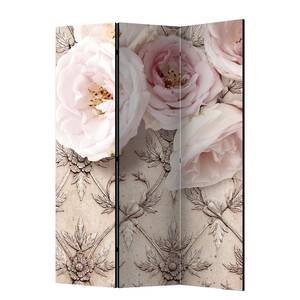 Paravento Romantic beige Tessuto non tessuto su legno massello  - Rosa / Beige - 3 pannelli