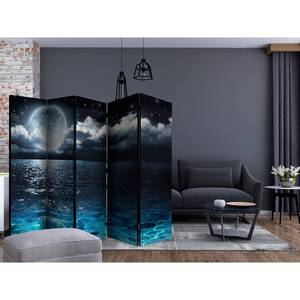 Kamerscherm Blue Lagoon vlies op massief hout  - blauw - 5-delig