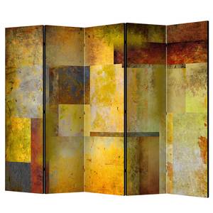 Paravento Orange Hue of Art Expression Tessuto non tessuto su legno massello  - Oro - 5 pezzi