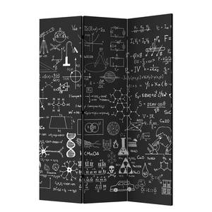 Kamerscherm Science on Chalkboard vlies op massief hout  - zwart-wit - 3-delige set