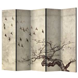 Paravento Flock of Birds Tessuto non tessuto su legno massello  - Multicolore - 5 pannelli