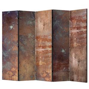 Paravent Rusty Plate Intissé sur bois massif - Marron - 5 éléments
