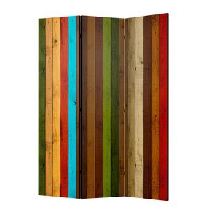 Paravent Wooden Rainbow Intissé sur bois massif - Multicolore - 3 éléments