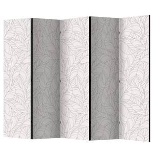 Kamerscherm Colourless Leaves vlies op massief hout  - beige - 5-delig