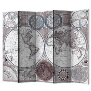 Paravento Terraqueous Globe Tessuto non tessuto su legno massello  - Multicolore - 5 pannelli