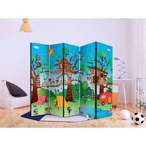 Paravento Happy Children Tessuto non tessuto su legno massello  - Multicolore - 5 pezzi