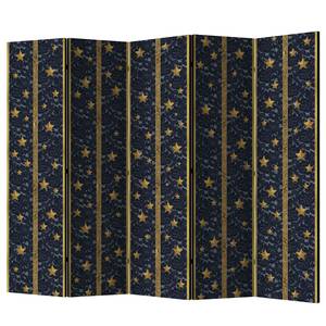 Paravent Lace Constellation Intissé sur bois massif - Noir / Jaune - 5 éléments