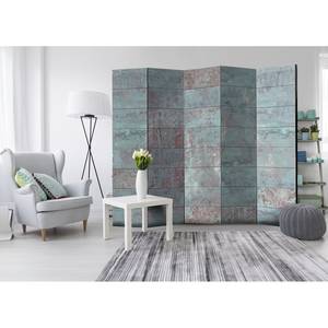 Kamerscherm Turquoise Concrete vlies op massief hout  - grijs - 5-delige set