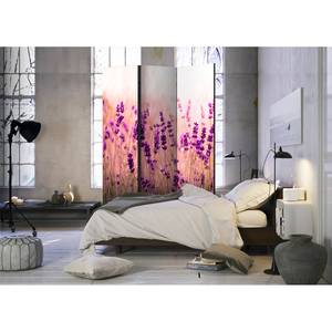 Paravent Lavender in the Rain Intissé sur bois massif - Rose - 3 éléments