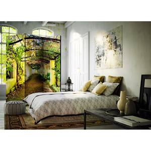 Kamerscherm Romantic Garden vlies op massief hout  - groen - 3-delige set