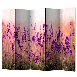 Kamerscherm Lavender in the Rain vlies op massief hout  - roze - 5-delige set