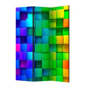 Paravento Colourful Cubes Tessuto non tessuto su legno massello  - Multicolore - 3 pezzi