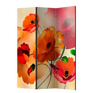 Kamerscherm Velvet Poppies vlies op massief hout  - meerdere kleuren - 3-delige set