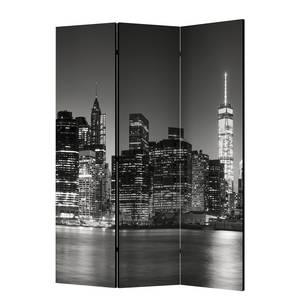 Kamerscherm New York Nights vlies op massief hout  - zwart-wit - 3-delige set