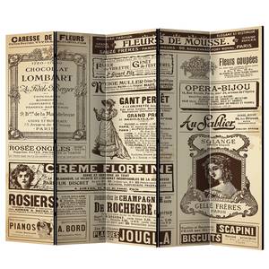 Paravento Vintage Magazines Tessuto non tessuto su legno massello  - Multicolore - 5 pannelli