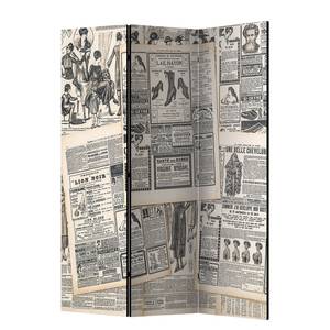 Kamerscherm Vintage Newspapers vlies op massief hout  - meerdere kleuren - 3-delige set