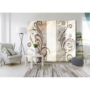 Paravento Stone Butterfly Tessuto non tessuto su legno massello  - Beige - 5 pezzi