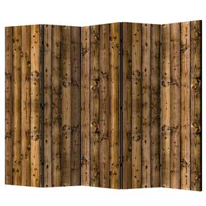 Paravento Country Cottage Tessuto non tessuto su legno massello  - Marrone - 5 pezzi