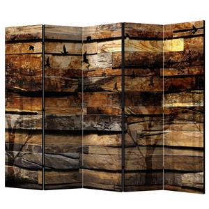 Kamerscherm Reflection of Nature vlies op massief hout  - bruin - 5-delig