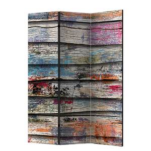 Kamerscherm Colourful Wood vlies op massief hout  - meerdere kleuren - 3-delige set