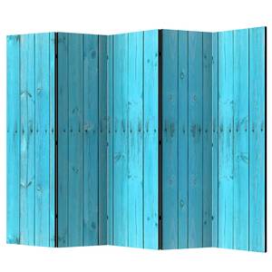 Paravent The Blue Boards Intissé sur bois massif - Bleu - 5 éléments