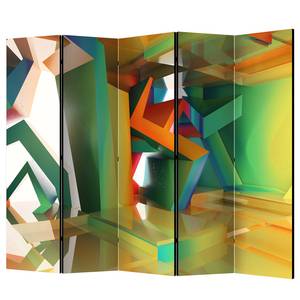 Paravent Colourful Space Vlies auf Massivholz  - Mehrfarbig- 5-teilig