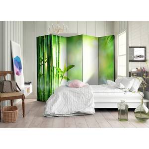 Paravento Green Bamboo Tessuto non tessuto su legno massello  - Verde - 5 pezzi