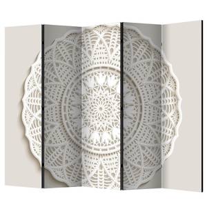 Paravento Mandala 3D Tessuto non tessuto su legno massello  - Bianco - 3 pannelli
