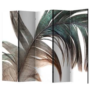 Paravent Beautiful Feather Vlies auf Massivholz  - Mehrfarbig - 5-teilig