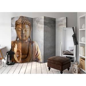 Paravent Buddha Intissé sur bois massif - Multicolore - 5 éléments