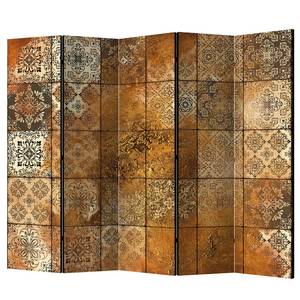 Kamerscherm Old Tiles vlies op massief hout  - bruin - 5-delige set