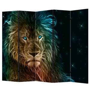 Paravent Abstract Lion Vlies auf Massivholz  - Mehrfarbig- 5-teilig