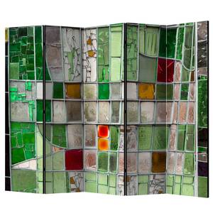 Paravent Emerald Stained Glass Vlies auf Massivholz  - Mehrfarbig - 5-teilig