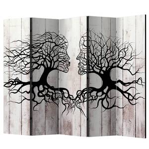 Paravent A Kiss of a Trees Intissé sur bois massif - Beige / Noir - 5 éléments