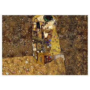 Papier peint Klimt Golden Kiss Intissé - Multicolore - 300 x 210 cm