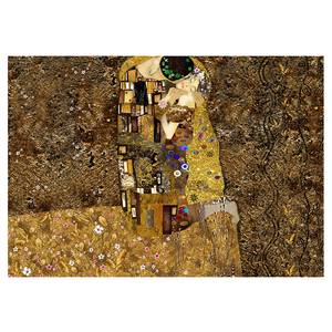 Fotomurale Klimt Inspiration Golden Kiss Tessuto non tessuto - Multicolore - 100 x 70 cm