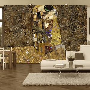 Fotomurale Klimt Inspiration Golden Kiss Tessuto non tessuto - Multicolore - 100 x 70 cm