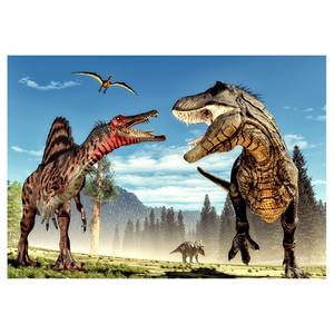Vlies Fototapete Fighting Dinosaurs Vlies - Mehrfarbig - 400 x 280 cm