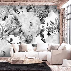 Papier peint Sentimental Garden Intissé - Multicolore - Noir / Blanc - 350 x 245 cm