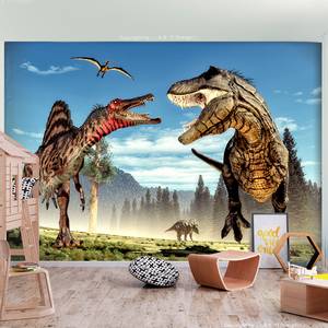Fotomurale Fighting Dinosaurs Tessuto non tessuto - Multicolore - 250 x 175 cm