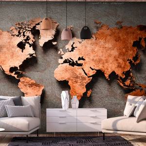 Vlies-fotobehang Copper Map vlies - bronskleurig/grijs - 150 x 105 cm