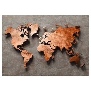 Papier peint intissé Copper Map Intissé - Bronze / Gris - 300 x 210 cm