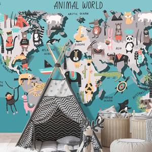 Papier peint intissé Animal Map Intissé - Multicolore - 300 x 210 cm