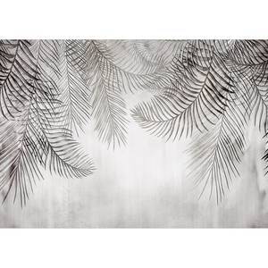 Papier peint intissé Night Palm Trees Intissé - Noir / Blanc - 150 x 105 cm