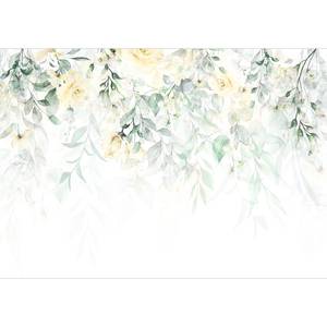 Papier peint intissé Waterfall of Roses Intissé - Jaune / Gris - 150 x 105 cm