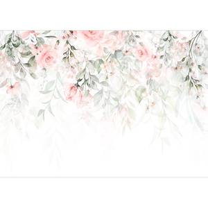 Papier peint intissé Waterfall of Roses Intissé - Rose vieilli / Gris - 250 x 175 cm