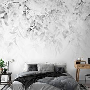 Papier peint intissé Waterfall of Roses Intissé - Noir / Blanc - 200 x 140 cm