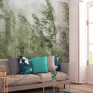 Papier peint intissé Tall Grasses Intissé - Vert foncé / Gris - 400 x 280 cm