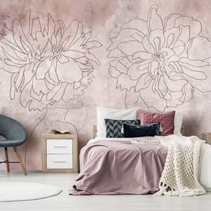 Vlies-fotobehang Floristic Fresco vlies - roze - 200 x 140 cm