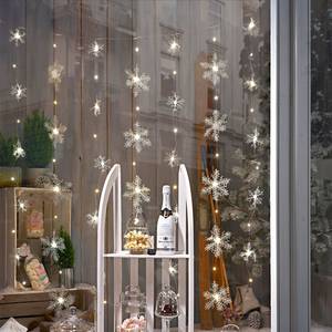 LED-Vorhang Schneeflocken Kupfer / Draht - Weiß